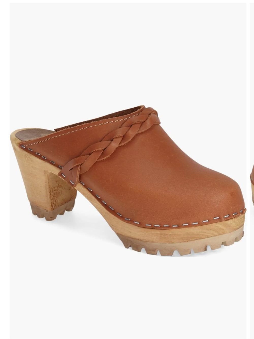MIA Tan Braided Leather Clogs